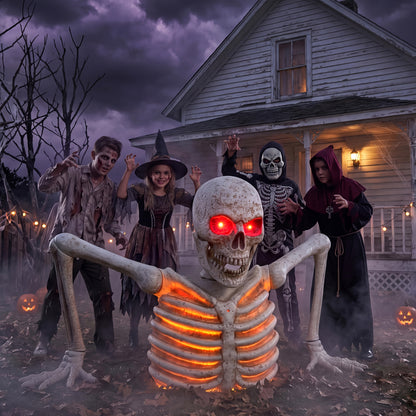 Mains powered Halloween skeleton prop, floor mounted