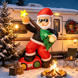 Christmas Yard Inflatable Decorations, 6 ft Rock Star Santa, LED Lighted, Guitar & Radio Base