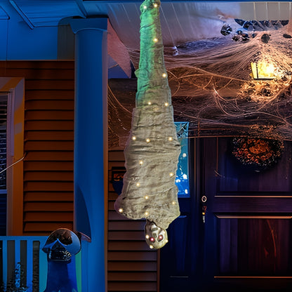 Polyester wrapped life-size hanging body prop in white