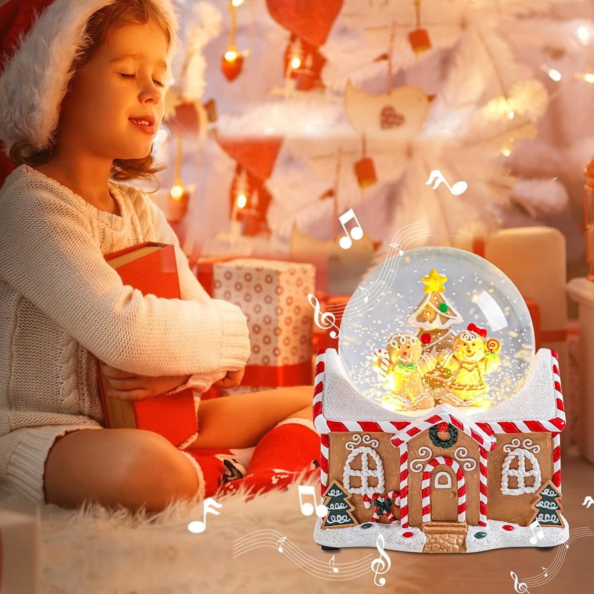 Battery operated Christmas snow globe for a tabletop