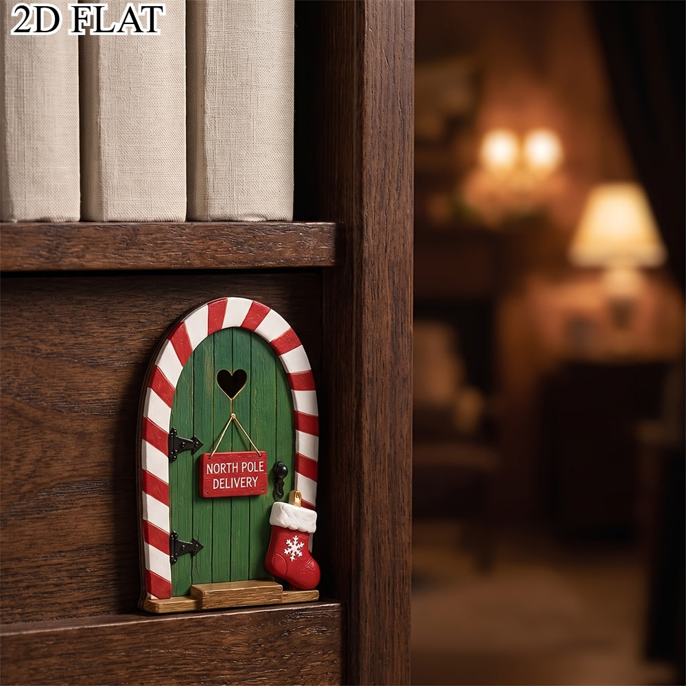 Red elf door design with round low door shape