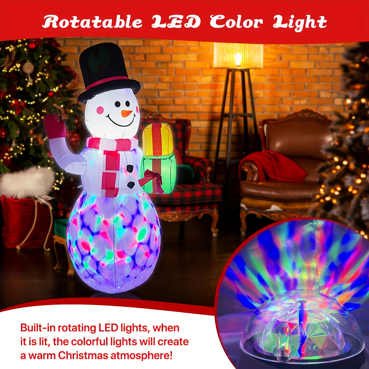 Inflatable Santa Claus lit up for a Christmas party