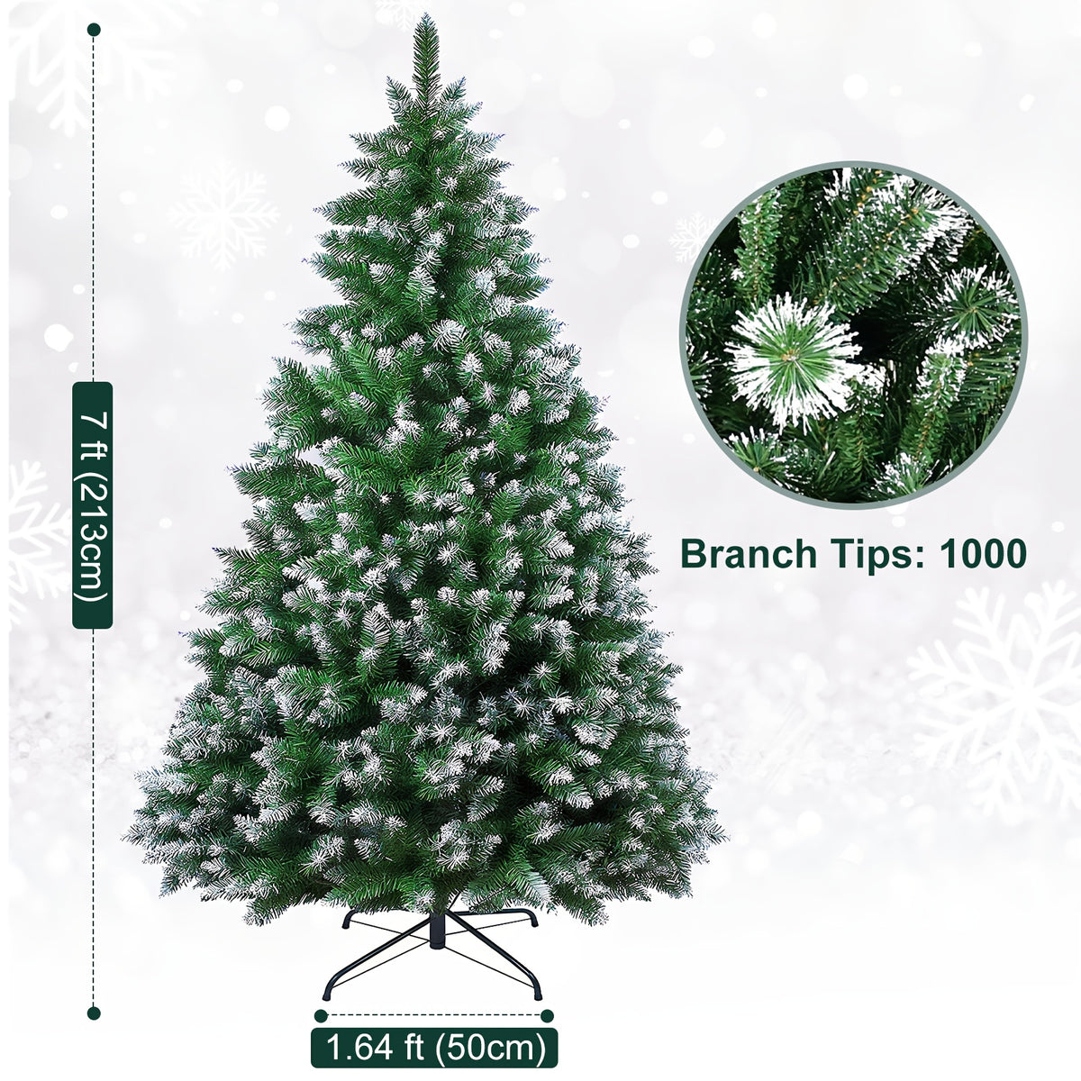 Unlit artificial pine Christmas tree on a collapsible base