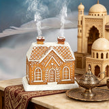 Gingerbread house incense holder with double chimney