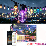Smart RGBIC outdoor string lights in color changing mode