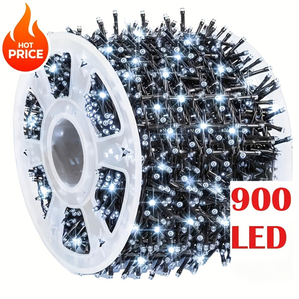 Christmas Lights, 295 ft 900 LED Outdoor String Lights, 8 Modes, Waterproof, Cool White