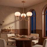 Cloudlet chandelier at night — lights on