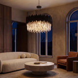 Noctis chandelier at night — lights on