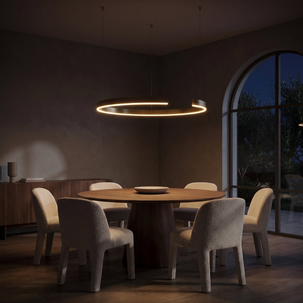 Ring Modern Chandelier, Open Circle, Gold-Plated, Warm White 3000K