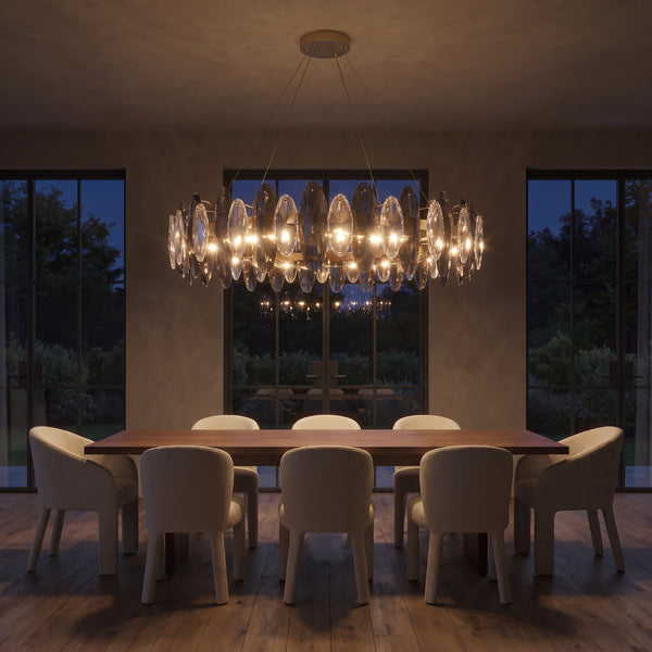 Seren Crystal Chandelier, Smoky Grey & Gold, Small to X-Large