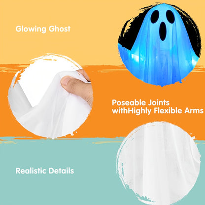 Warm white LED hanging ghost decoration