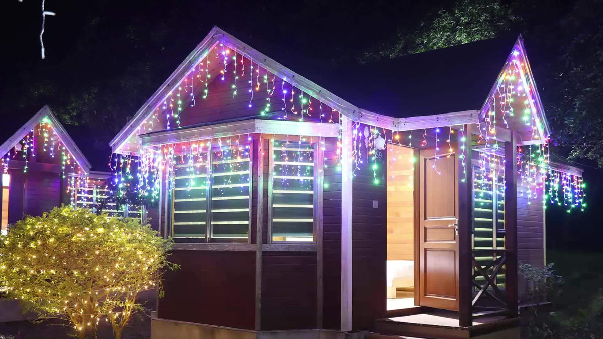 Solar Icicle Lights, 76 ft 600 LED Christmas Lights, 8 Modes, Remote
