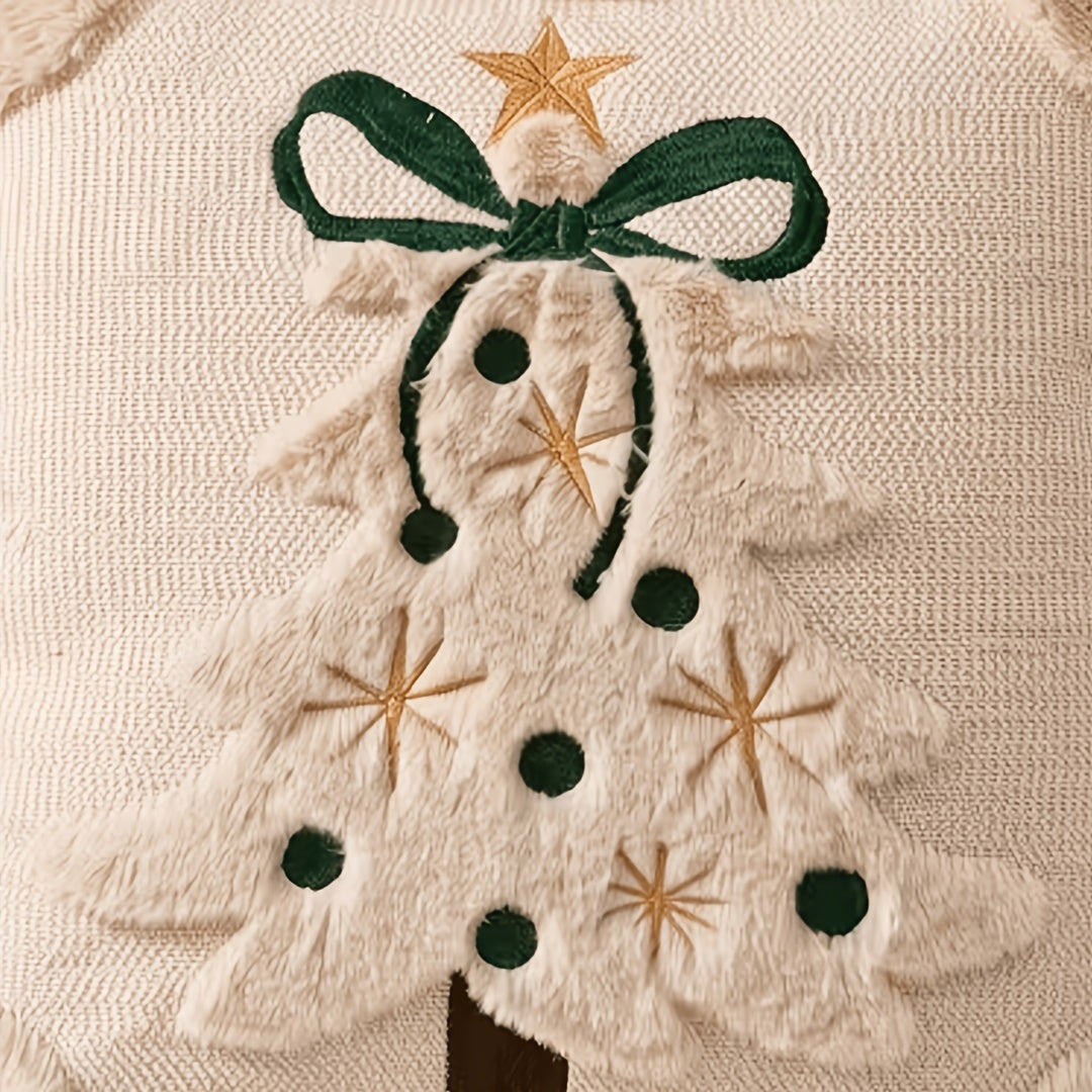 Christmas Pillow Covers, 2 Pack, 18 x 18 in Quilted Tree and Bow
