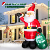 Inflatable Santa Claus with a green gift bag