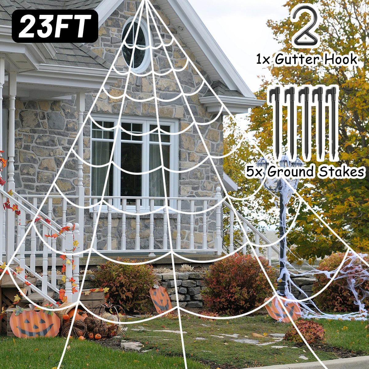 Giant Halloween Spider Web Decoration - Outdoor Yard & Porch Decor