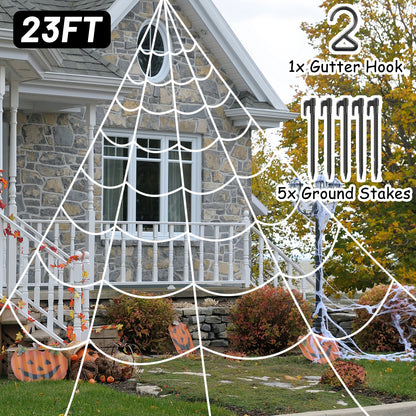 Giant Halloween Spider Web Decoration - Outdoor Yard & Porch Decor