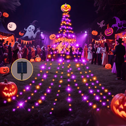 Solar pumpkin waterfall string lights, full strand