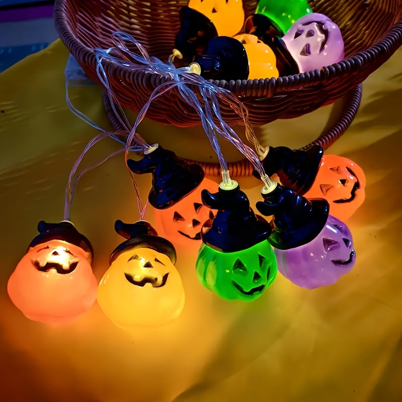 Close-up of the flexible wire strand between pumpkin beads