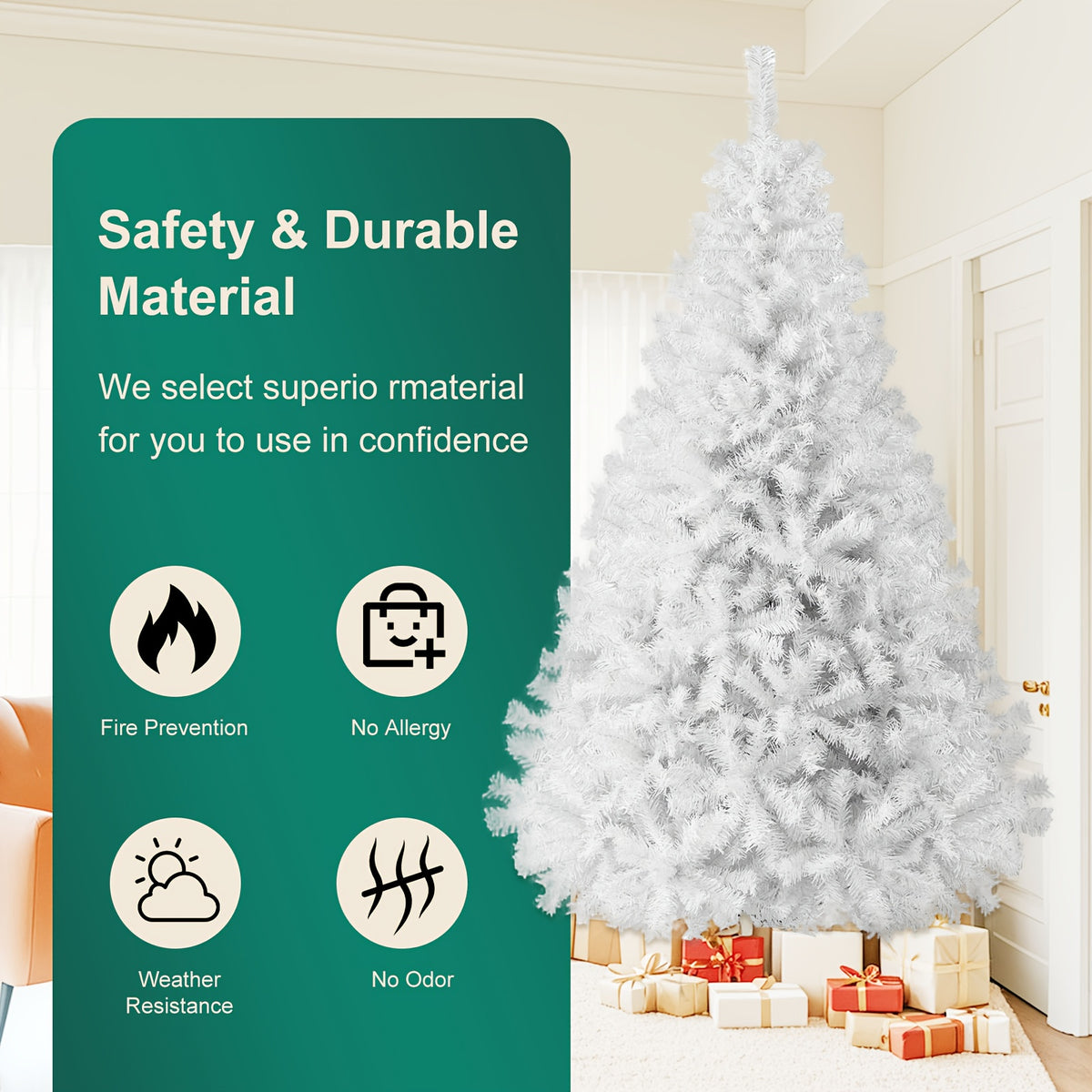 Classic pine artificial Christmas tree ready for lights and ornaments