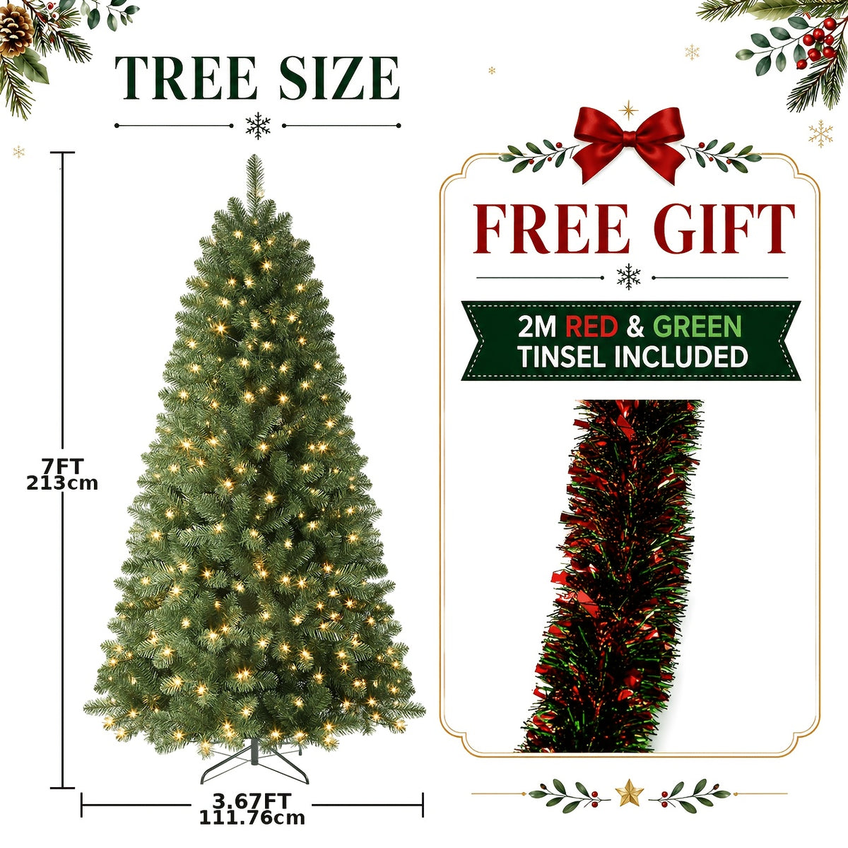 Pre-lit Christmas tree in the 6 ft height