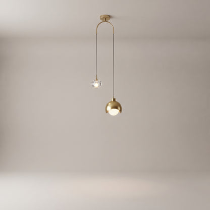 Noor dual pendant light on a plain grey studio background