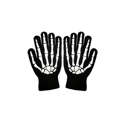 Skeleton bone detail on the costume gloves