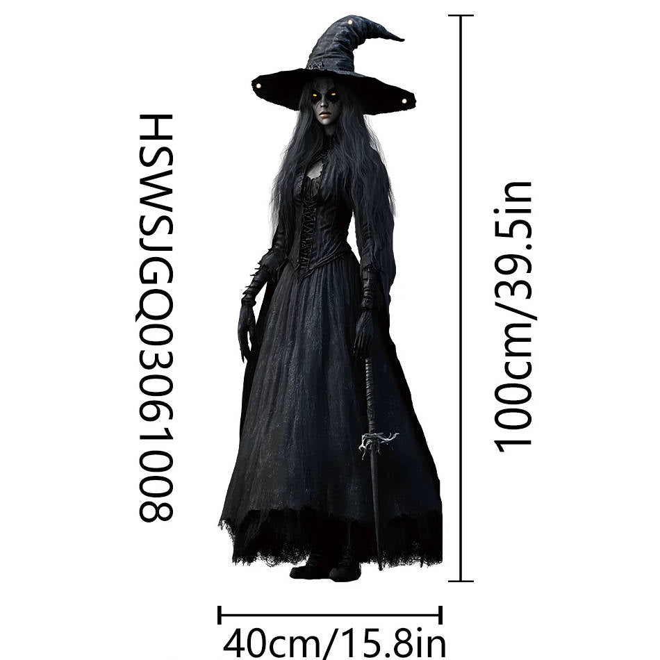 Flat hanging Halloween bride decoration shown in one of its two color options