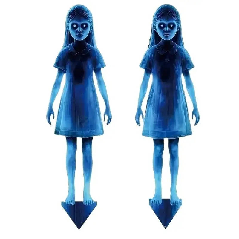 Ghost yard stake decoration close-up showing weather-resistant material