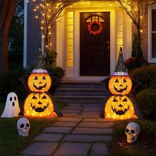 Close-up of warm white LED lights inside a collapsible Halloween pumpkin decoration