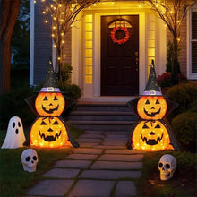 Single collapsible pumpkin decoration lit from within