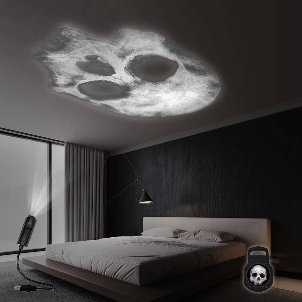 Ghost pattern cast by the Halloween light projector
