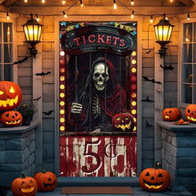 Halloween door cover with evil circus creepy design