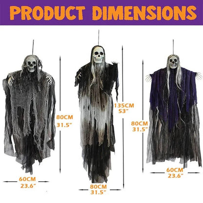 Skull-faced reaper decoration in a flowing robe