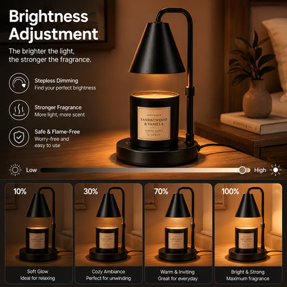 Candle Warmer Lamp, Adjustable Height, Timer & Dimmer, Auto Shut-Off