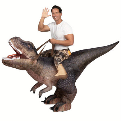 Inflatable T-Rex Dinosaur Costume, Adult Ride-On Blow Up Suit, Size XL