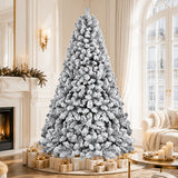 Snowy pine artificial Christmas tree for holiday decorating