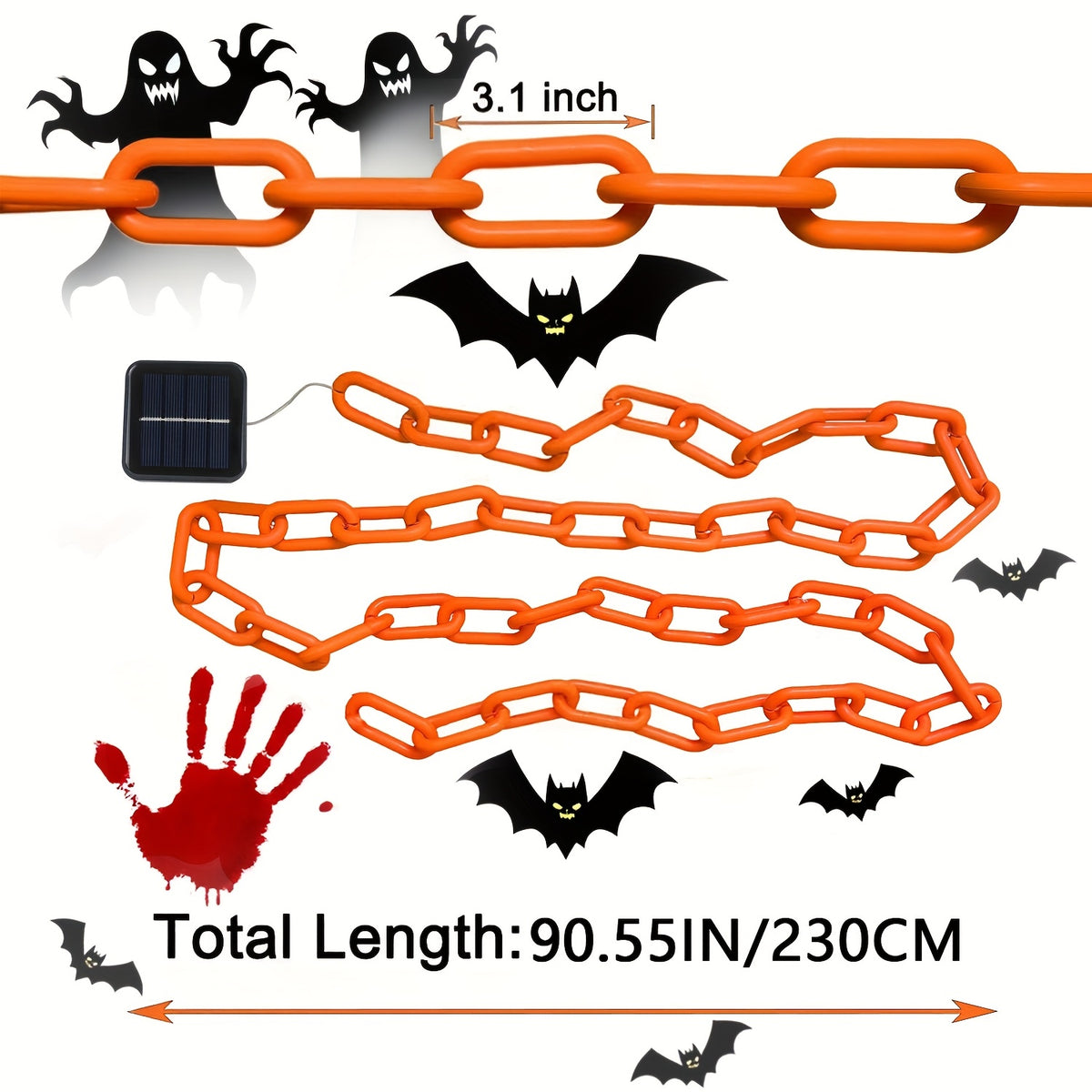Halloween Solar LED Chain String Lights - Outdoor Décor