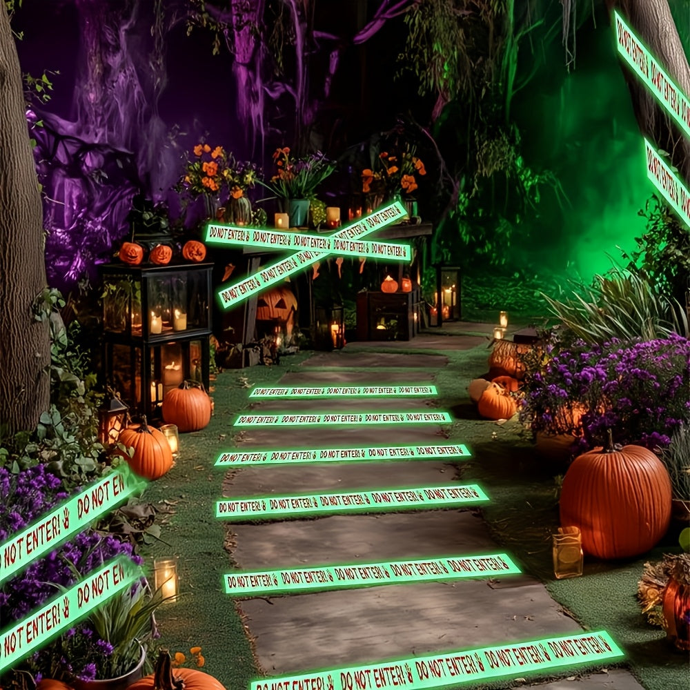 Glow-in-the-Dark Halloween Caution Tape - Outdoor Yard & Party Decor