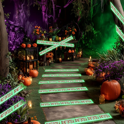 Glow-in-the-Dark Halloween Caution Tape - Outdoor Yard & Party Decor