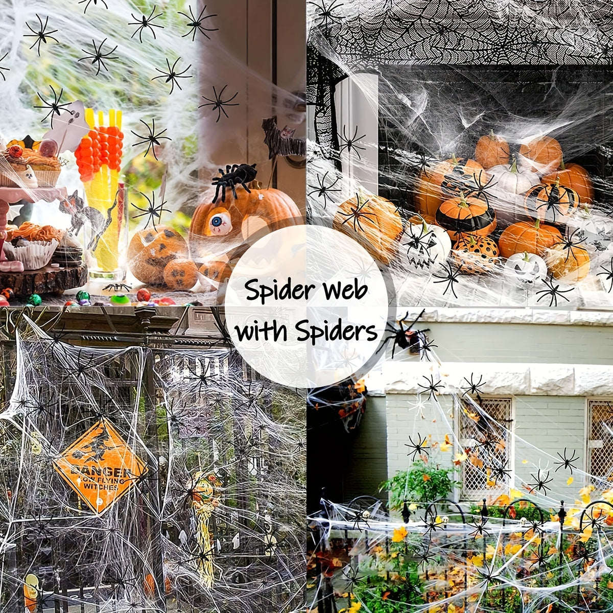 Halloween Spider Web Decoration, 1500 Sq Ft - Outdoor Yard Decor
