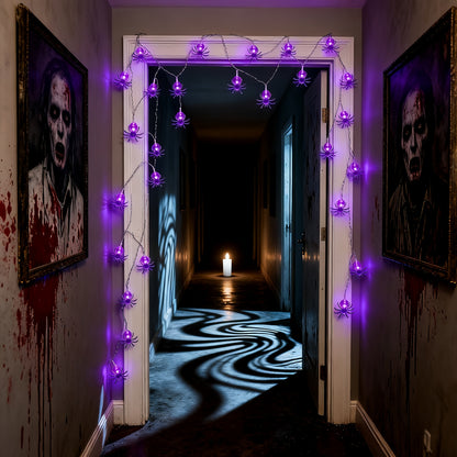 Purple spider Halloween LED light, main product photo