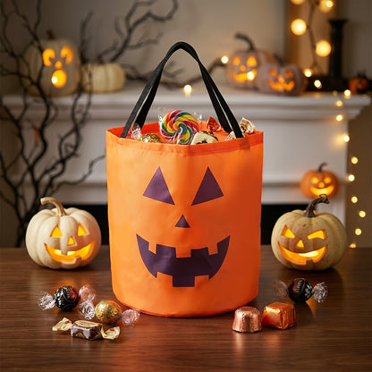 Orange pumpkin trick or treat tote bag, product photo 7