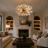 Fiora Floral Chandelier, Ceramic Flower Petals, Iron Frame, Dimmable, Handcrafted in Italy