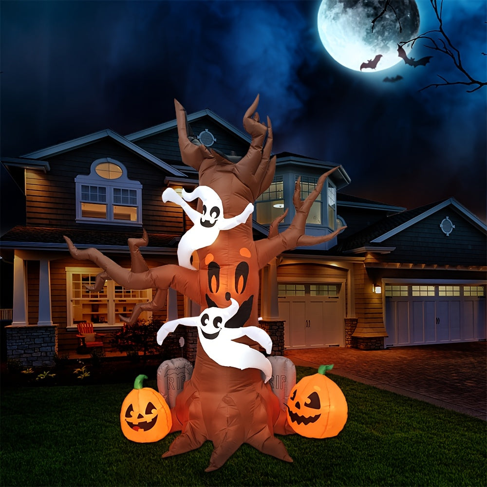 Inflatable Halloween scary tree at its full eight-foot inflated height