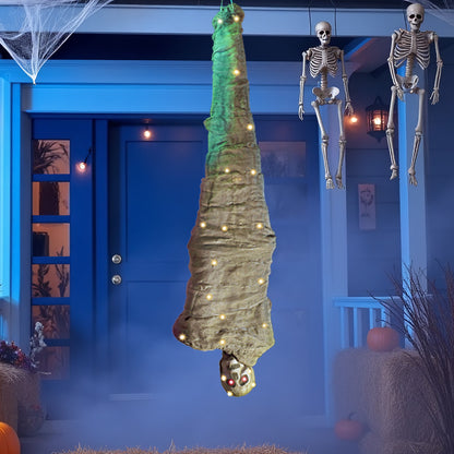 Life-size polyester cocoon corpse, hanging Halloween body prop