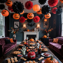 14-Piece Halloween Paper Pumpkin Lantern Set - Indoor & Outdoor Decor