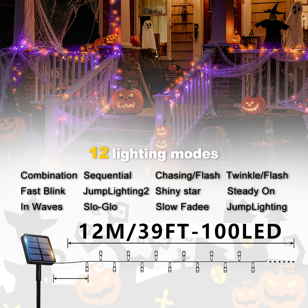 Solar panel for solar Halloween string lights