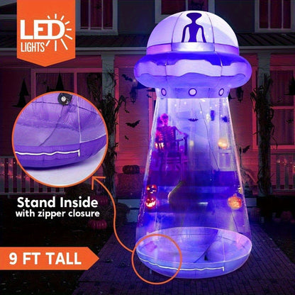 Inflatable Halloween UFO Decoration - 9FT LED Yard Décor