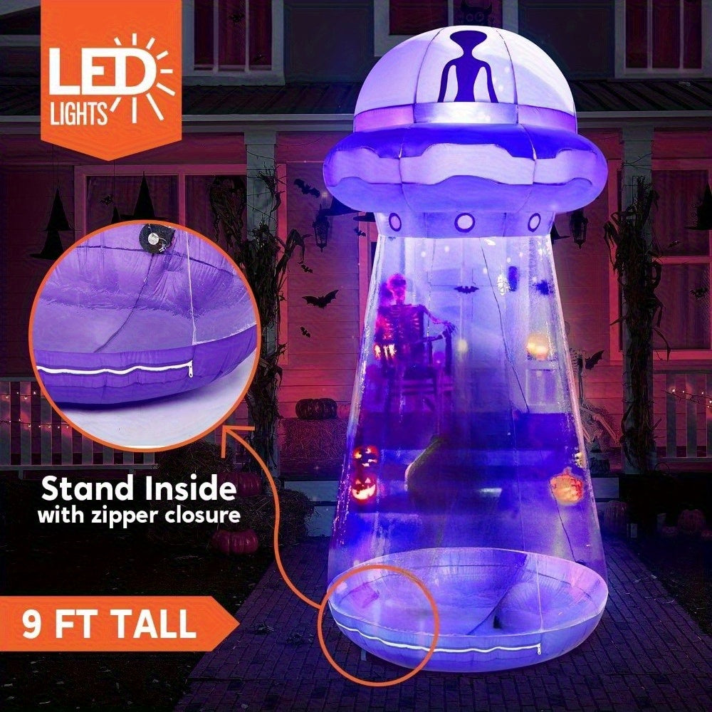 Inflatable Halloween UFO Decoration - 9FT LED Yard Décor