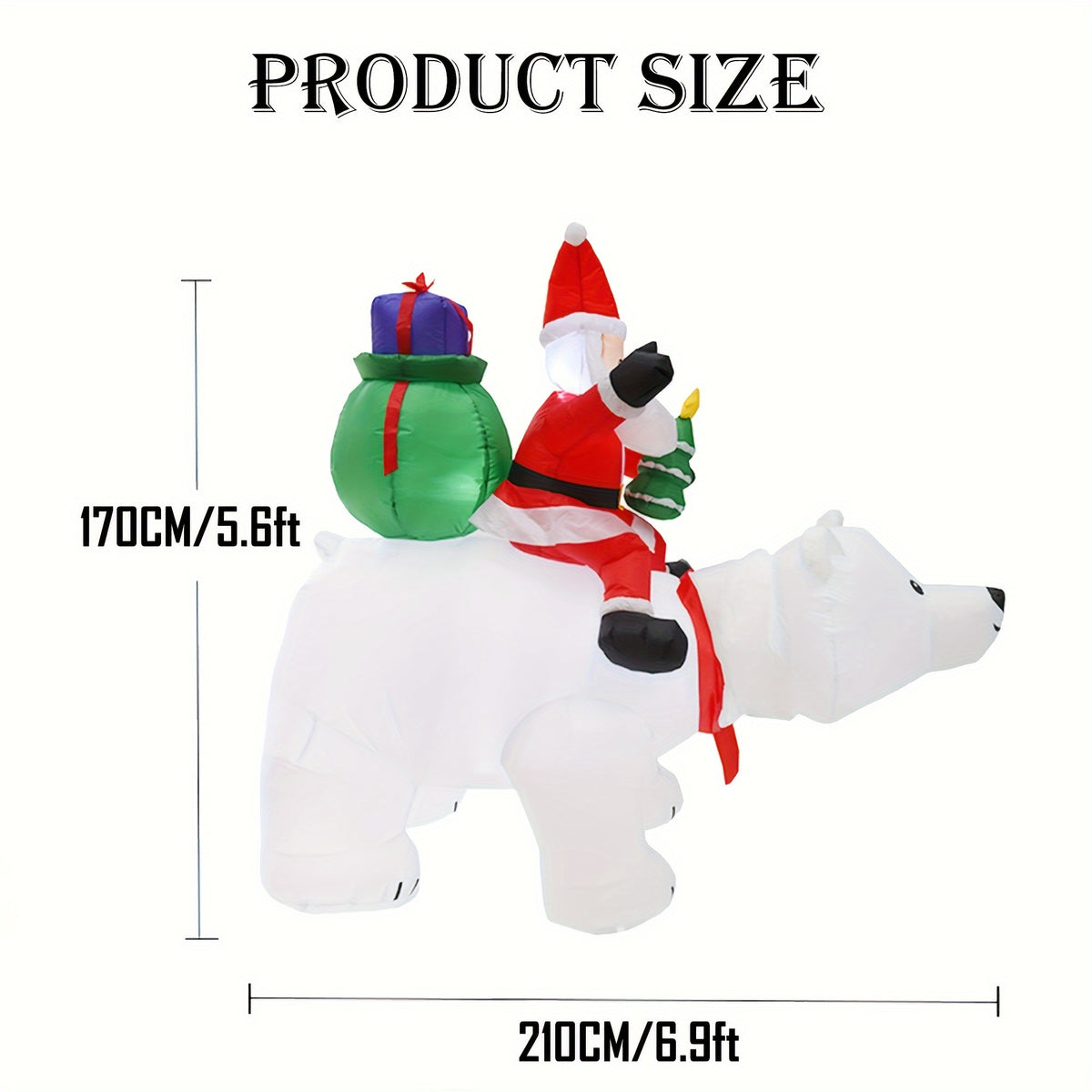 Outdoor Christmas Decorations, 6.5 FT Inflatable Santa Riding Bear, Shaking Head, LED Lights
